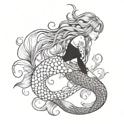 i want a beautiful sexy mermaid in a marine setting with lots of detail . i really want her to be stunning tattoo design idea