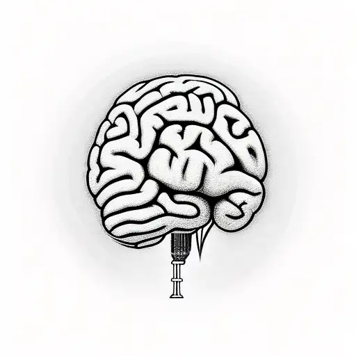 brain and atom tattoo design idea