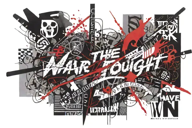 Kompass und Pfeil mit Feder sowie mit Schriftzug "The war I have fought has allowed me to win" und den Koordinaten  49°  tattoo design idea