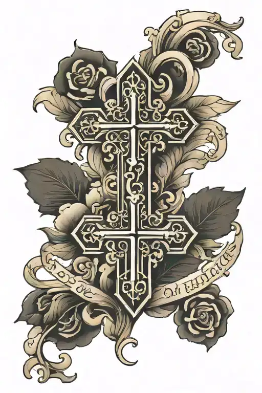 plain black cross with psalm 23 next to it in times new roman tattoo design idea