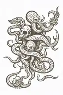 octopus, shark and trident intertwined tattoo design idea