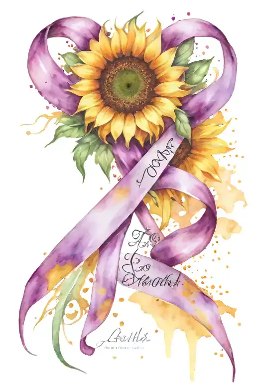domestic violence purple ribbon with the sunflower love shouldn't hurt words tattoo design idea