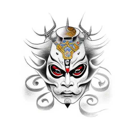 kabuki mask of death tattoo design idea