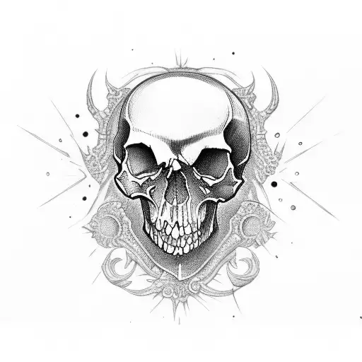 Skull com espada  tattoo design idea