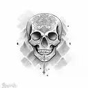 Skull com espada  tattoo design idea
