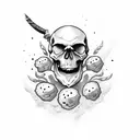 Skull com espada  tattoo design idea