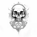 Skull com espada  tattoo design idea
