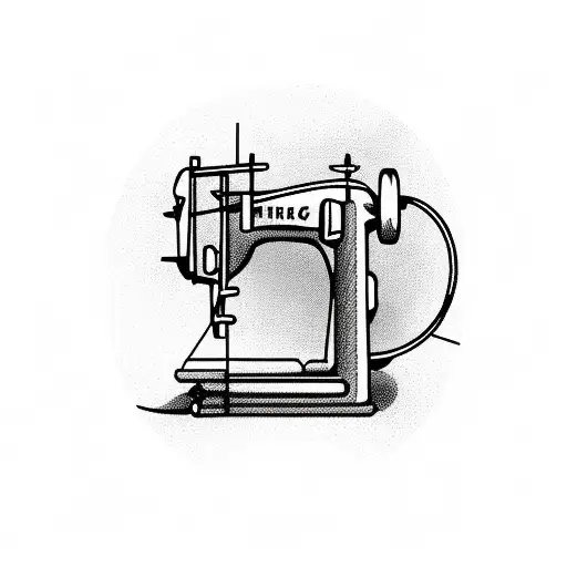 heart rate line drawing an old time sewing machine and a 1920 soccer ball in the same path tattoo design idea