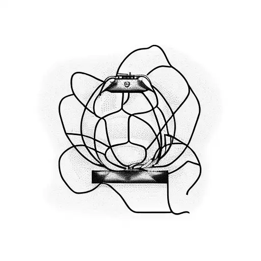 electrocardiogram line drawing an old time sewing machine and continuing with an 1930 soccer ball tattoo design idea