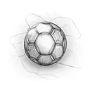 life line old time sewing machine and a 1930 soccer ball in the same path tattoo design idea