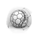 life line old time sewing machine and a 1930 soccer ball in the same path tattoo design idea