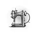 heart rate line drawing an old time sewing machine and a 1920 soccer ball in the same path tattoo design idea