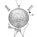 electrocardiogram line drawing an old time sewing machine and continuing with an 1930 soccer ball tattoo design idea