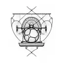 electrocardiogram line drawing an old time sewing machine and continuing with an 1930 soccer ball tattoo design idea