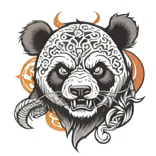 angry panda tattoo design idea