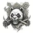 angry panda tattoo design idea