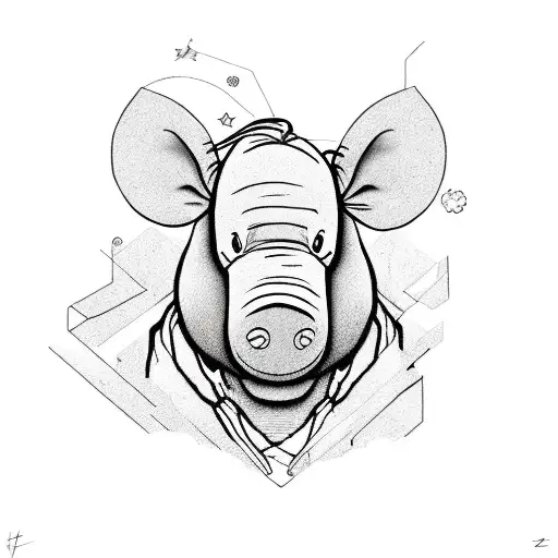 Sad eeyore from winnie the pooh with aries zodiac sign tattoo design idea