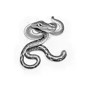 A minimalist design featuring a snake and a sword intersecting tattoo design idea