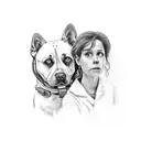 doctor (daddy) married to a housewife (mother) with a daughter, a dog and in the background the se tattoo design idea