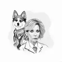 doctor (daddy) married to a housewife (mother) with a daughter, a dog and in the background the se tattoo design idea