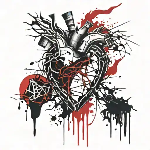 shattered broken real heart tattoo tattoo design idea
