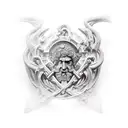 greek prometheus scene on torso  tattoo design idea