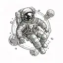 astronaut floating in space tattoo design idea