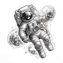 astronaut floating in space tattoo design idea