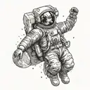 astronaut floating in space tattoo design idea