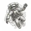 astronaut floating in space tattoo design idea