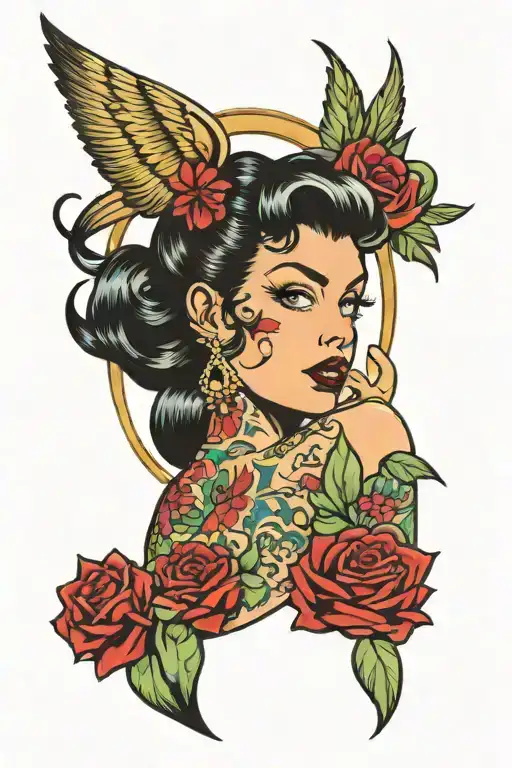 pinup girl with tattoos tattoo design idea