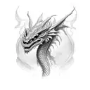Half woman, half dragon portrait tattoo design idea