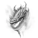 Half woman, half dragon portrait tattoo design idea