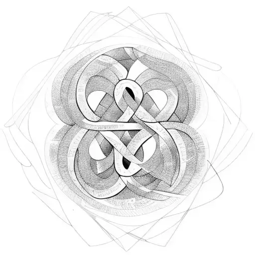 An abstract representation of the number 3 and number 7 intertwined, representing growth and peace tattoo design idea