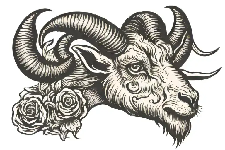 satanic goat head tattoo design idea