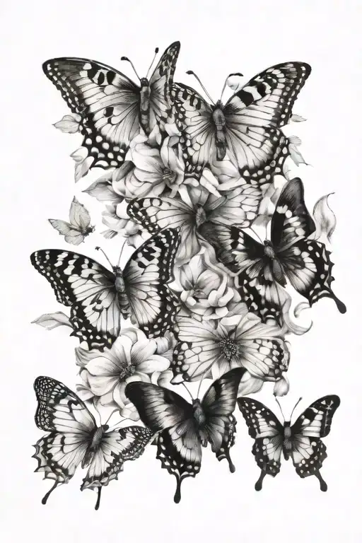 a few small butterflies for memorial tattoo design idea