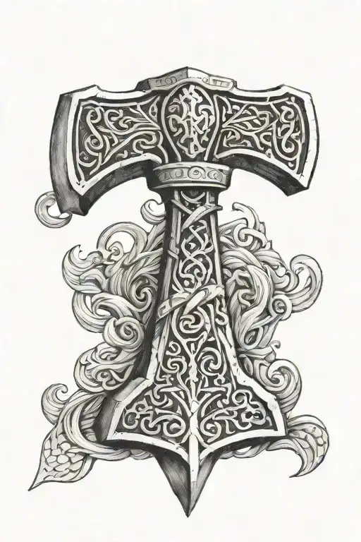 martelo viking mjolnir hammer tattoo design idea