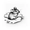 mouse crossing a stream or creek tattoo design idea