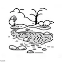 mouse crossing a stream or creek tattoo design idea