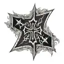 iron cross with lightning  tattoo design idea