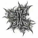 iron cross with lightning  tattoo design idea
