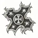 iron cross with lightning  tattoo design idea