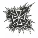 iron cross with lightning  tattoo design idea