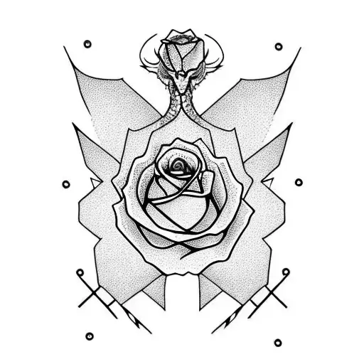 long Dragon and a rose tattoo design idea