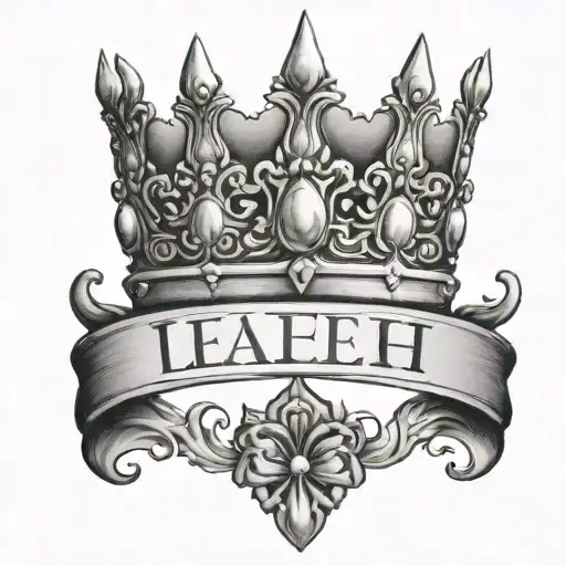 princess crown with the name Leah hanging off of it  tattoo design idea