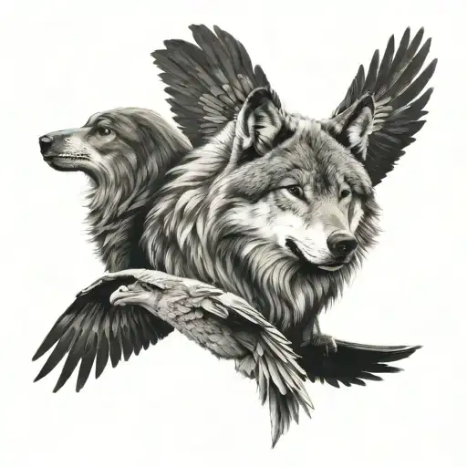 WOLF AND RAVEN tattoo design idea