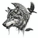 WOLF AND RAVEN tattoo design idea