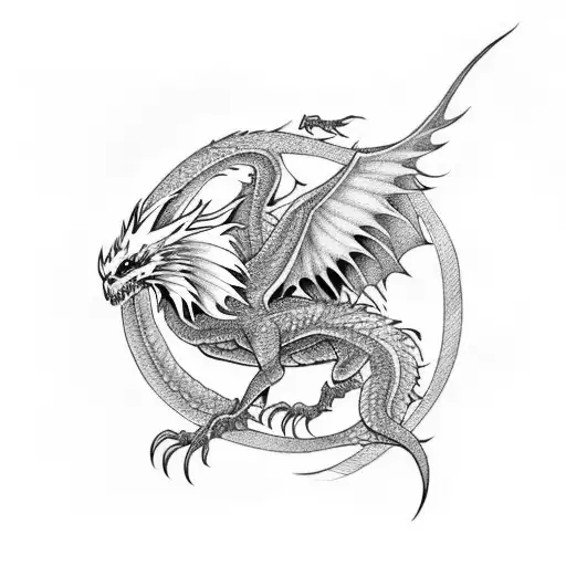 phoenix fight with dragon tattoo design idea