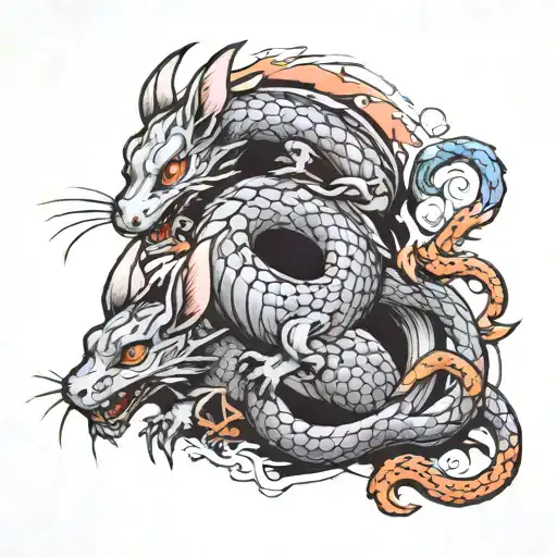 1 dragon 3 rats 1 rabit tattoo design idea