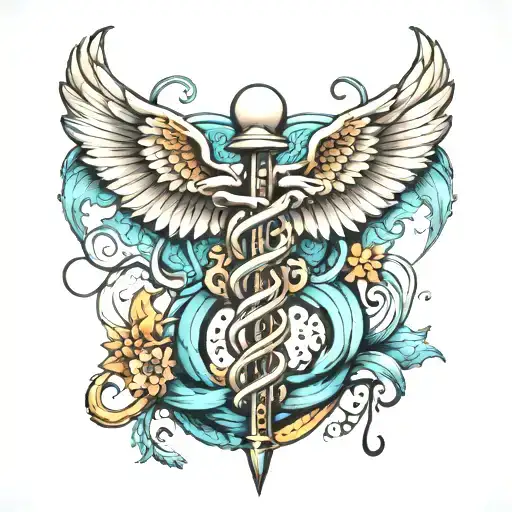 caduceus intertwined tattoo design idea